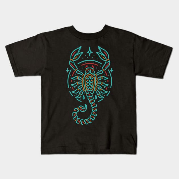 scorpion line art Kids T-Shirt by donipacoceng